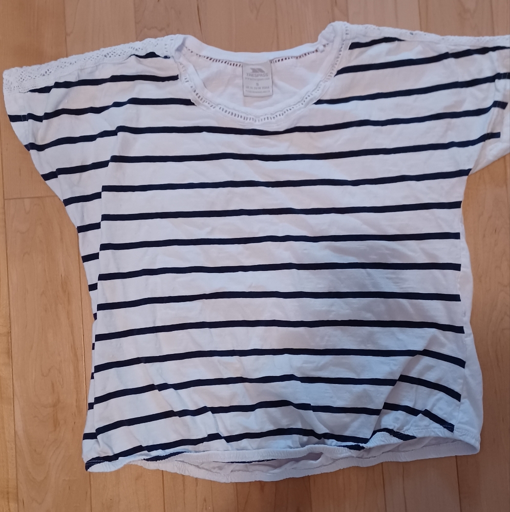 Trespass White and Black Striped Top